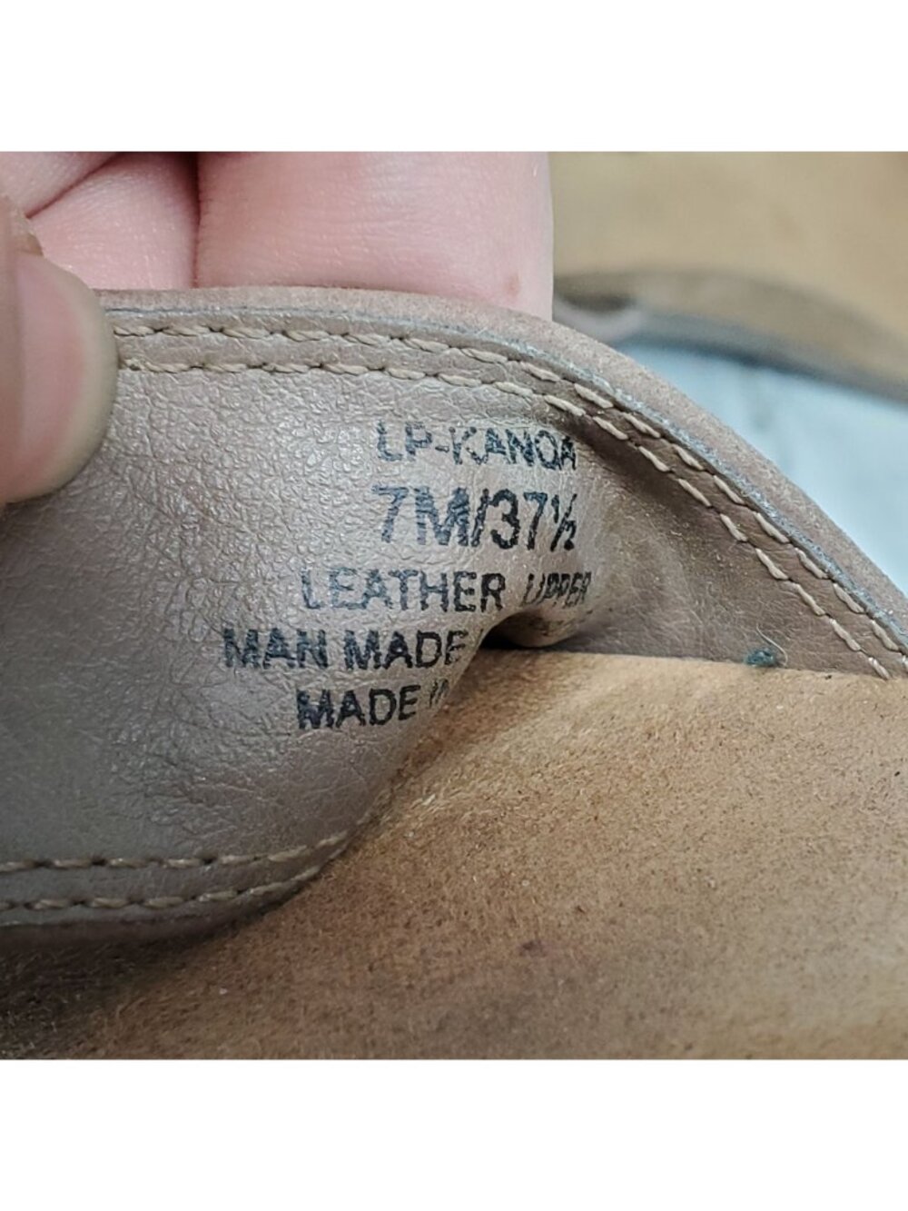 Lucky Brand Shoes Womens Size 7 Kanoa Tan Leather Wedge Sandals *Read* - Picture 9 of 10